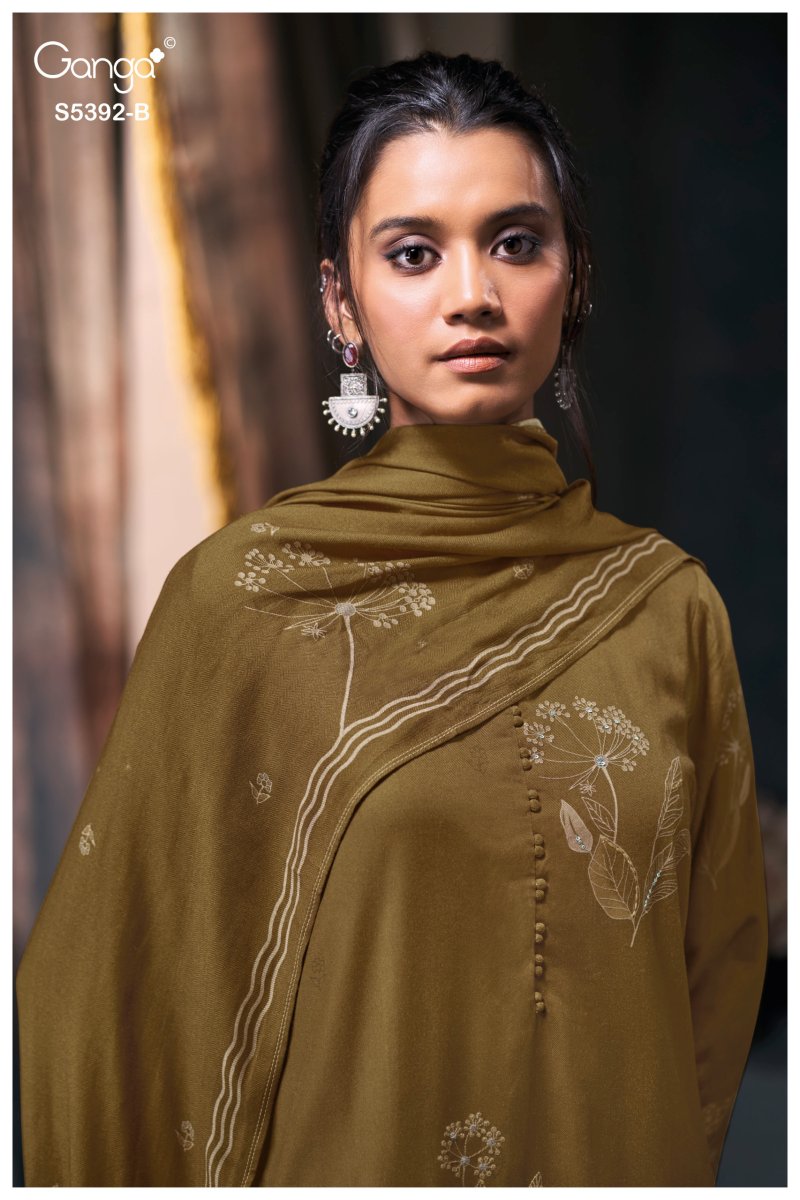 Jovela 5392 By Ganga Wool Pashmina Dress Materials